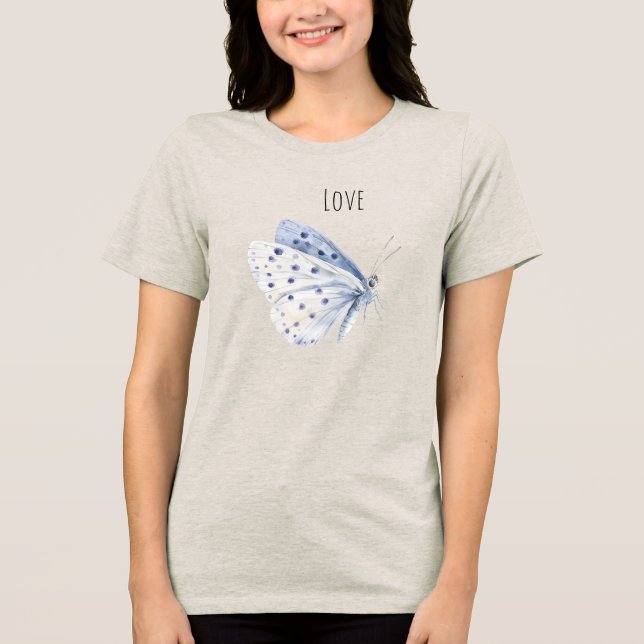 Camiseta Amor Borboleta Branca Roxa (Frente)