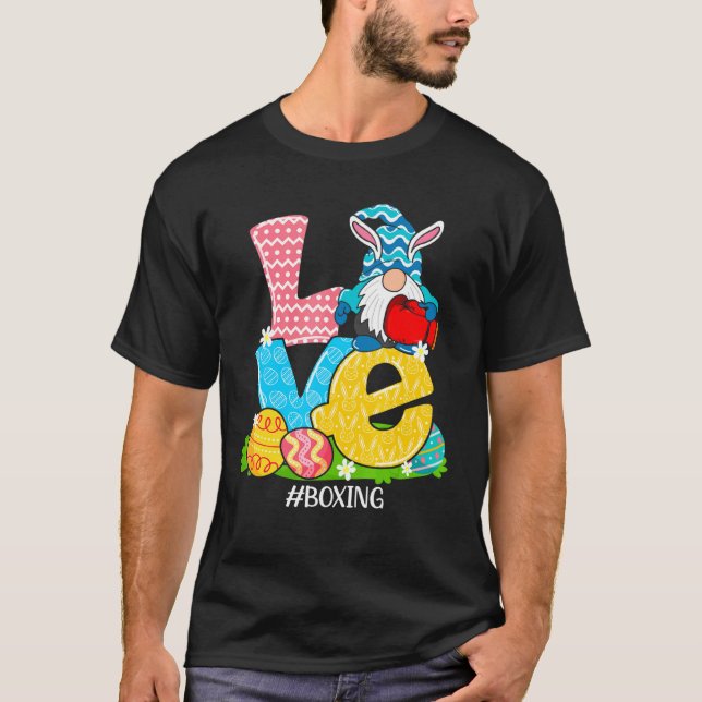 Camiseta Amor Boxing Páscoa Gnomo Caça De Ovos (Frente)