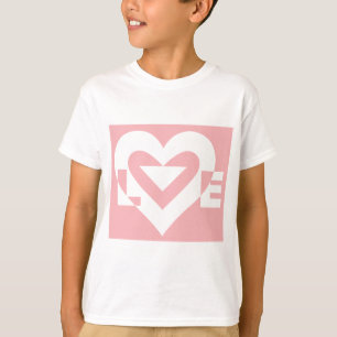 Camiseta Amor Branco sobre Rosa