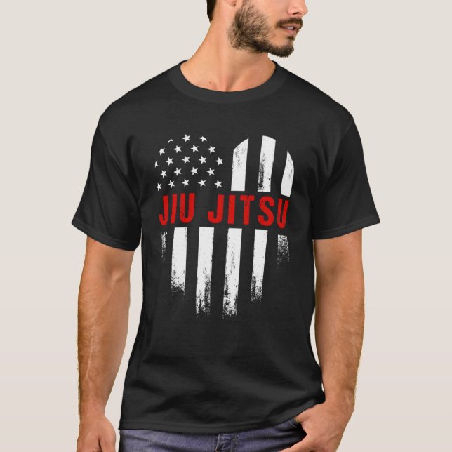 Camiseta Amor brasileiro Jiu Jitsu Bandeira Americana (Frente)