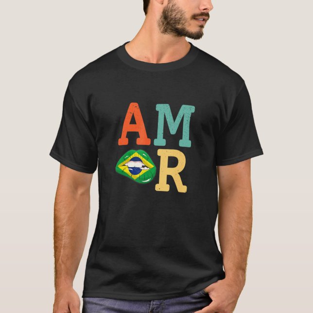 Camiseta Amor Brazil flag lips (Frente)