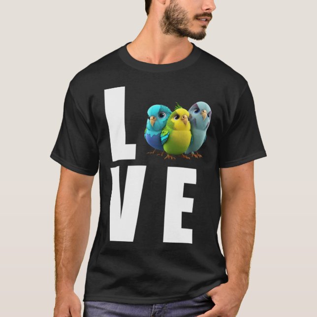 Camiseta Amor Budgie Mãe Budgerigar Parakeet Pássaro 3 (Frente)