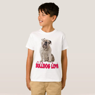 Camiseta Amor Cachorro Bulldog Inglês Filhotes Crianças
