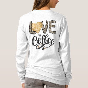 Camiseta Amor Café cômico e giro citações para ela