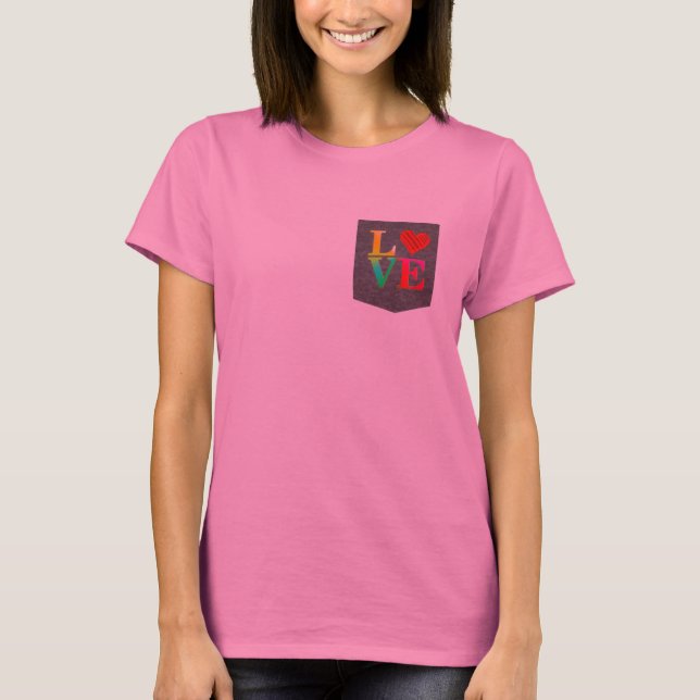 Camiseta amor camuflagem de tie-dye camuflage camuflage fal (Frente)