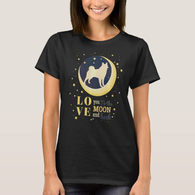 Camiseta Amor Cão Elkhound Norueguês À Lua (Frente)