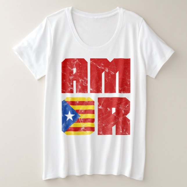 Camiseta Amor Catalão, Catalonia Estelada Flag (Frente do Design)