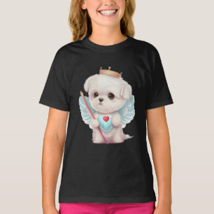 Camiseta Amor Celestial: Cachorro Maltês Bonito Anjo
