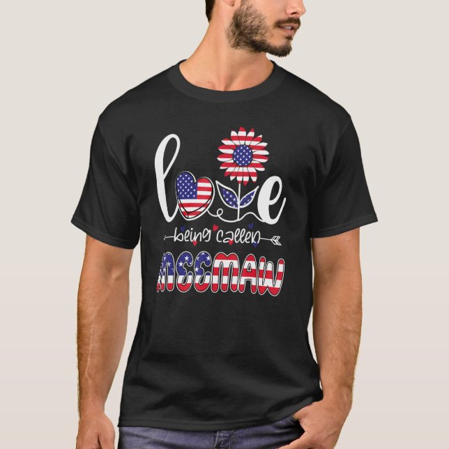 Camiseta Amor Chamado Meemaw Sunflower American 4th Of (Frente)