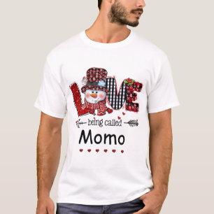 Camiseta Amor chamado Momo Snowman Xadrez Vermelha