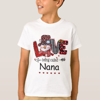 Camiseta Amor chamado Nana Snowman Xadrez Vermelha