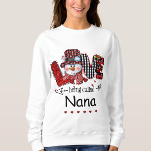 Camiseta Amor chamado Nana Snowman Xadrez Vermelha