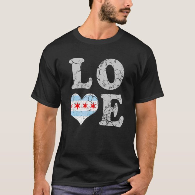 Camiseta Amor Chicago Flag Home City Chi Town Family (Frente)
