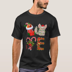 Camiseta Amor Chinchilla Natal Luzes Engraçadas Santa Hat 