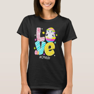 Camiseta Amor Cma Vida Enfermeira Orelhas de Coelho Ovos de