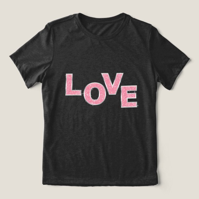 Camiseta Amor com brilho rosa (Design frontal)