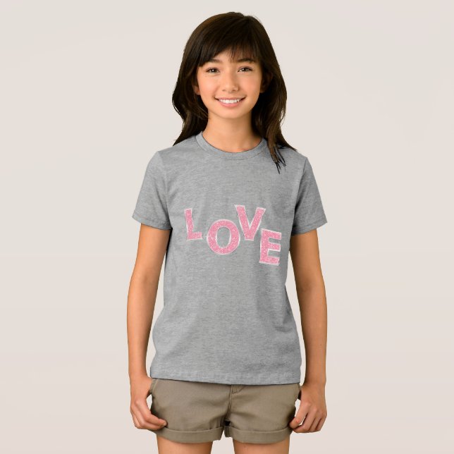 Camiseta Amor com brilho rosa (Frente Completa)
