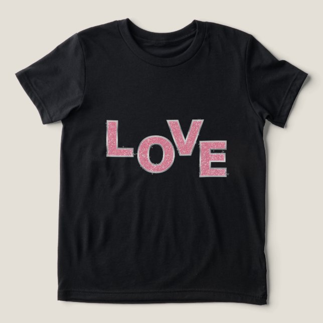 Camiseta Amor com brilho rosa (Design frontal)