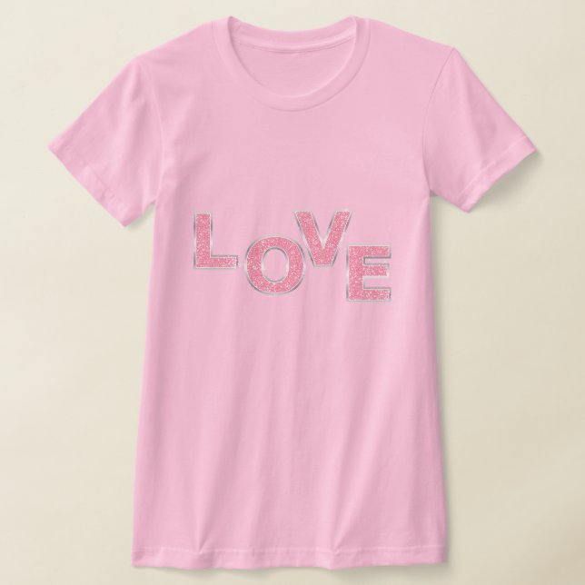 Camiseta Amor com brilho rosa (Postura )