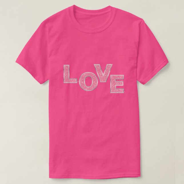 Camiseta Amor com brilho rosa (Frente do Design)