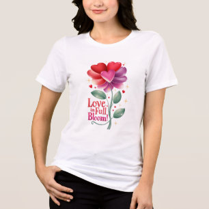 Camiseta Amor com Design de Flor do Coração do Sangue do Ch