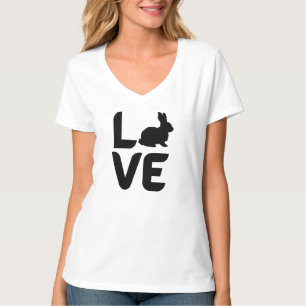 Camiseta Amor com Design preto de coelho