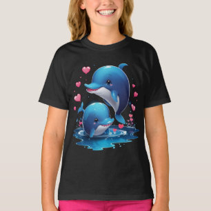 Camiseta Amor com golfinho - Design Dia de os namorados úni