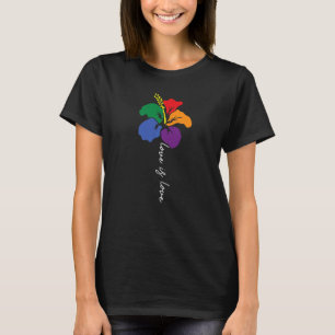 Camiseta Amor Com Hibiscus Flor Rainbow Lgbtq Flag Ga