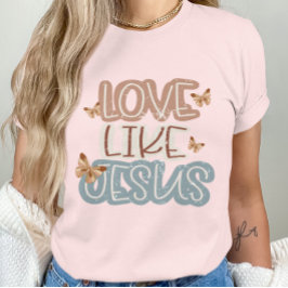 Camiseta Amor com Jesus Cristo-Cristão Faith Borboleta