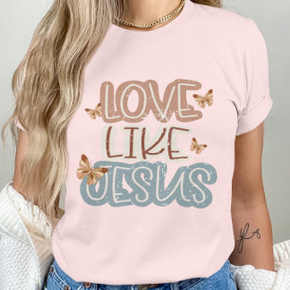 Camiseta Amor com Jesus Cristo-Cristão Faith Borboleta