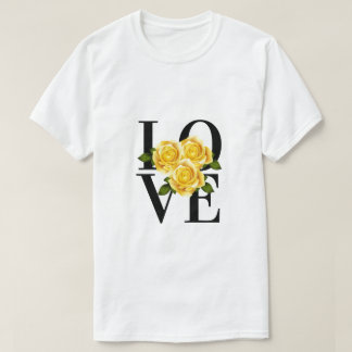 Camiseta AMOR com Rosas Amarelas