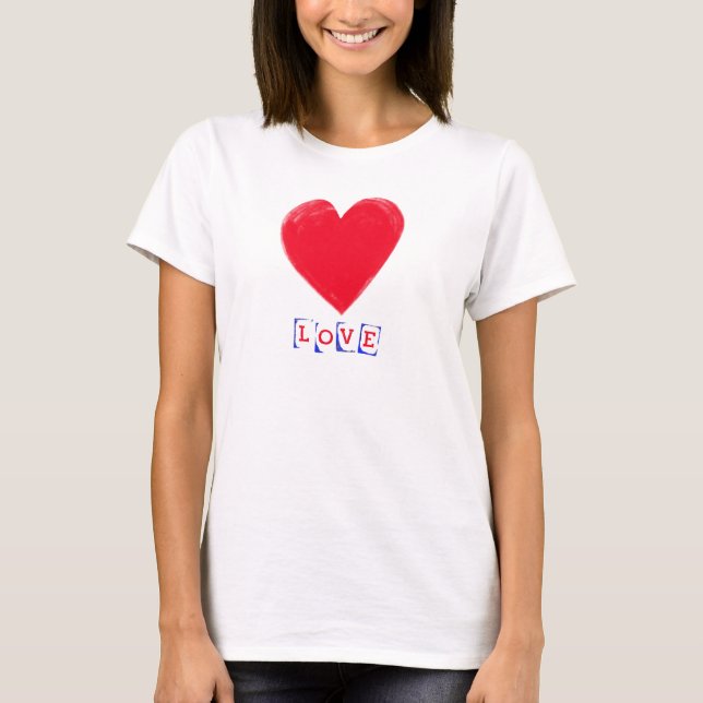 Camiseta Amor com um Dia de os namorados Grande (Frente)