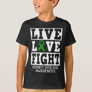 Camiseta Amor Combater o Fio Verde Doença Renal Sensibiliza