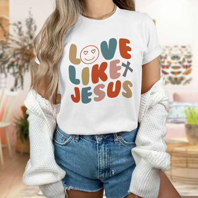 Camiseta Amor Como Jesus Camisa, Cores De Conforto, Trendên (Criador carregado)