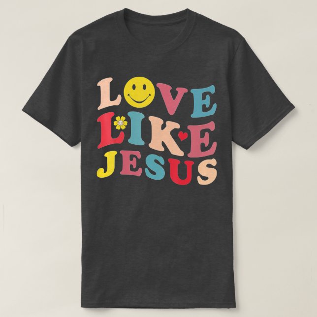 Camiseta Amor Como Jesus Cristo Rosto de Sorriso Cristão (2 (Frente do Design)