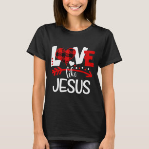 Camiseta Amor Como Jesus Dia dos Namorados Buffalo Plaid Co