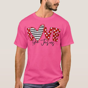 Camiseta Amor Como Jesus Retro Coração Vermelho Cristão Val