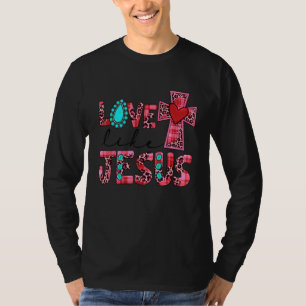 Camiseta Amor Como Jesus Rosa Leopardo Xadrez Cristão Valen