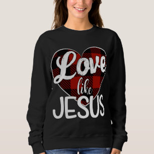 Camiseta Amor Como Jesus Xadrez Vermelha Buffalo Heart