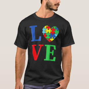 Camiseta Amor Consciência Autismo Coração Peça Quebra-Cabeç