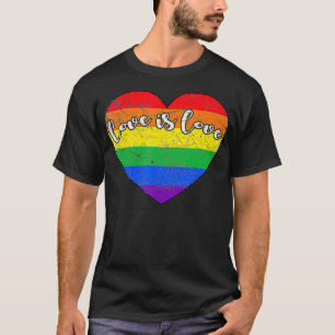 Camiseta Amor Coração Bonito É Amor Gay LGBT Lésbica Arco-Í