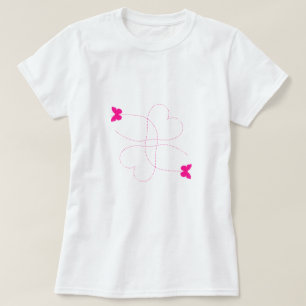 Camiseta Amor Coração - Borboletas Rosa