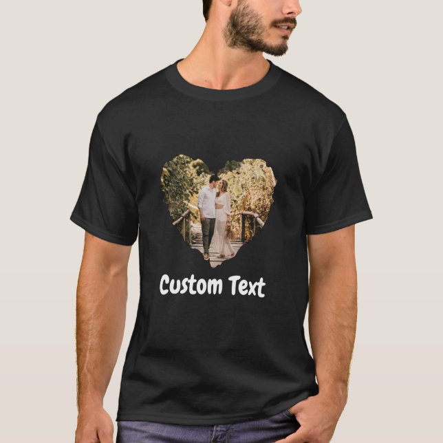 Camiseta Amor Coração com Foto e Texto Personalizados (Frente)