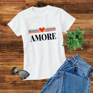 Camiseta Amor Coração da Tipografia Moderna Simples Italian