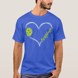 Camiseta Amor Coração de Pickleball Jogador de Esporte Mulh