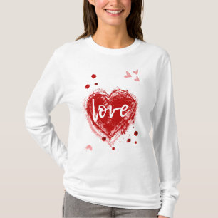 Camiseta Amor Coração Em Dia de os namorados Vermelho