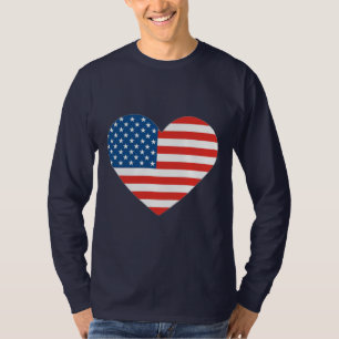 Camiseta Amor Coração Formatado Design de Bandeira American