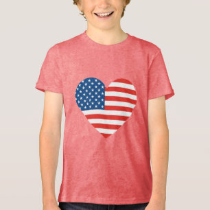 Camiseta Amor Coração Formatado Design de Bandeira American