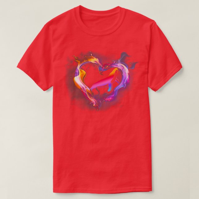 Camiseta Amor coração papel de parede Baleia (Frente do Design)