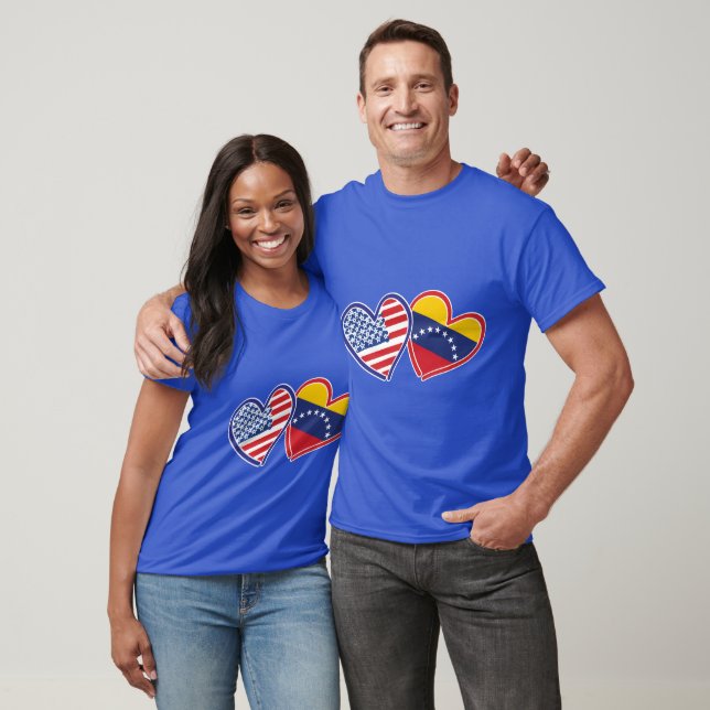 Camiseta Amor Corações EUA Venezuela (Unissex)